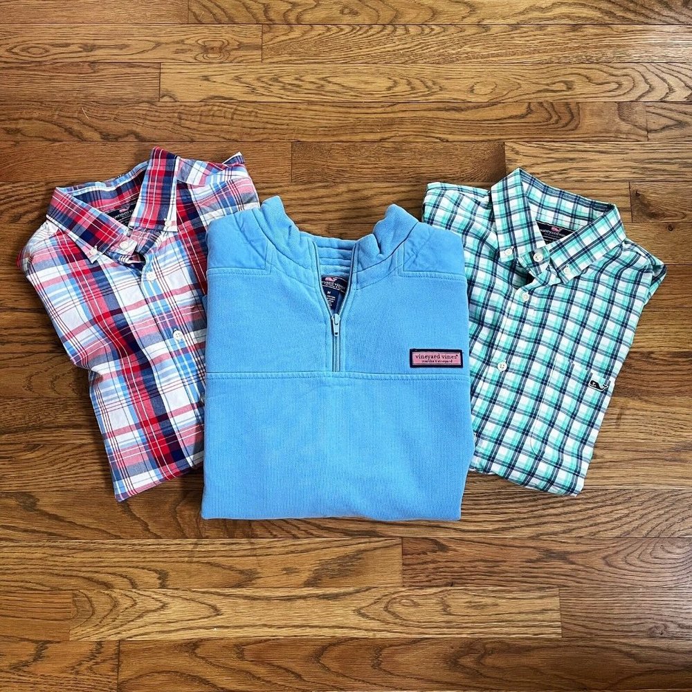 Vineyard Vines LOT of 3 -Pullover Plus 2 Slim Fit Tucker Shirts Mens Size Medium - Picture 1 of 16